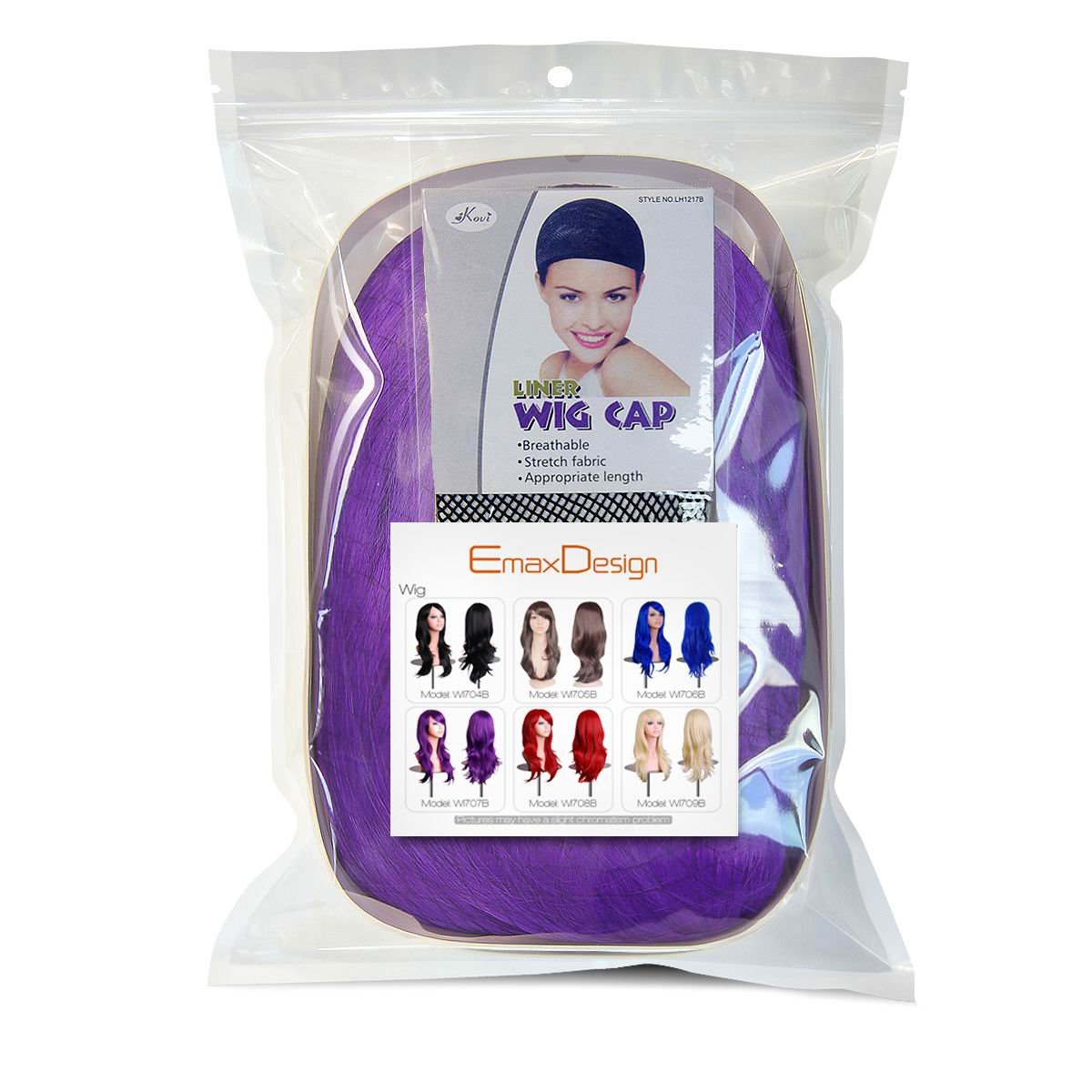 EmaxDesign Wigs 28 Inch Cosplay Wig For Women With Wig Cap and Comb (Dark Purple)