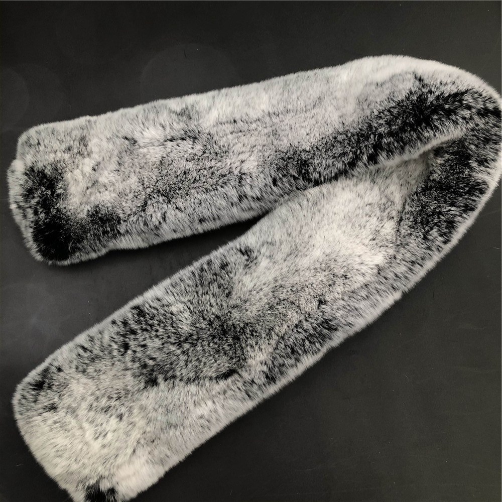 Black Frost- Double Side Real Rex Rabbit Fur Scarf Collar Shawl Scarves Wrap W Magnet Button