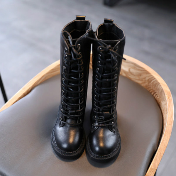 Children Martin Boots Kids Lace-up Martin Shoes Children High Top Rider Boots 2020 Solid Color Winter Shoes Hot Selling for Wholesale
