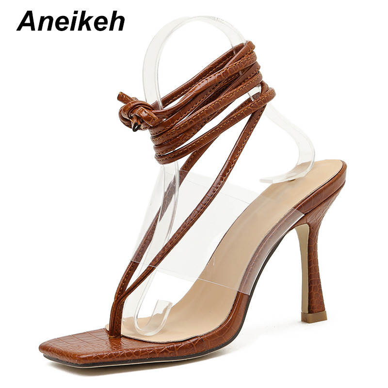 Aneikeh Summer Pinch toe Women Sandals Gladiator PVC Fashion Cross-tied Thin Heels Lace-Up Back Strap Party Square Toe Shoes, Brown
Aneikeh Summer Pinch toe Women Sandals Gladiator PVC Fashion Cross-tied Thin Heels Lace-Up Back Strap Party Square Toe Shoes, Brown