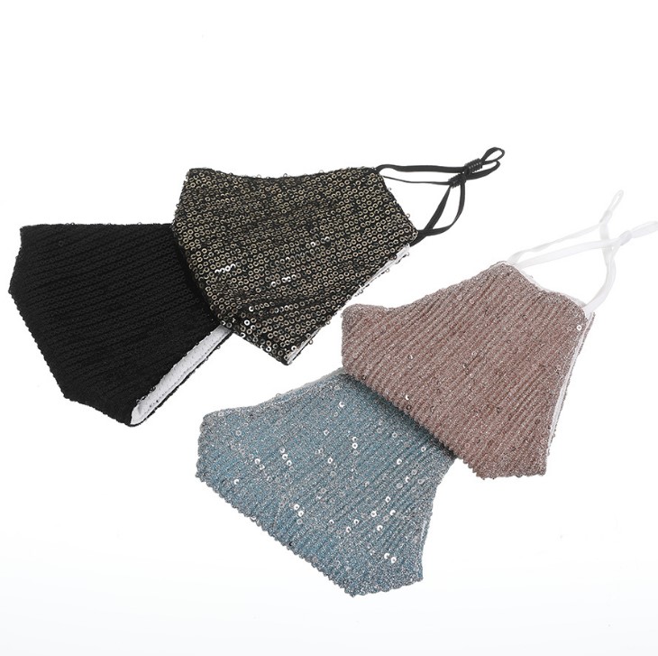 Cotton Anti-dust Protective Mouth Masks Windproof Outdoor Sports Sequins Face Mask for adults Teen washable individual package