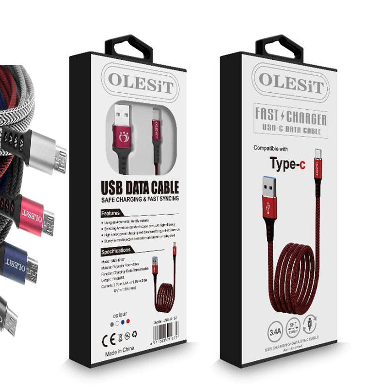 Olesit Fast Charging USB Cable 3A 5FT For Type-C Micro USB Charge Transfer And Synchronization 1.5M With Retail Package, Pls remark the color
Olesit Fast Charging USB Cable 3A 5FT For Type-C Micro USB Charge Transfer And Synchronization 1.5M With Retail Package, Pls remark the color