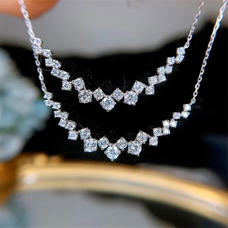 Choucong Victoria New Arrival Jewelry Sterling Sier Round Cut White CZ Dia Gemstones Promise Clavicle Pendant Necklace Gift