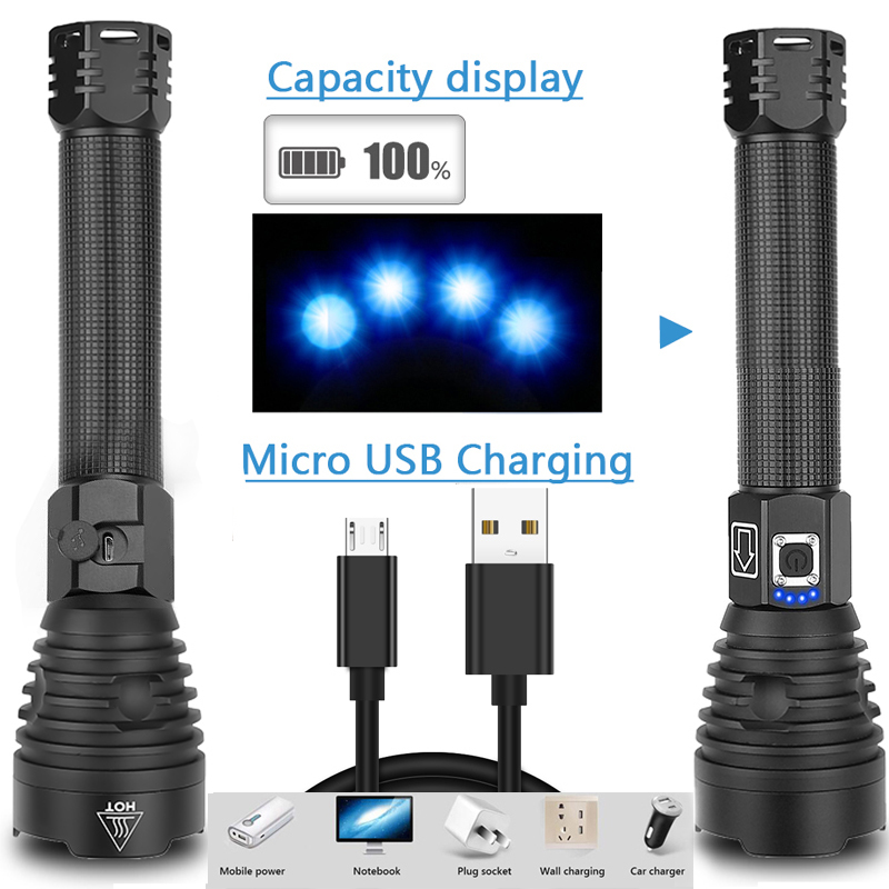 40000LM 902 most powerful led flashlight torch usb rechargeable tactical flashlights 18650 or 26650 hand lamp 70 Y2007274127