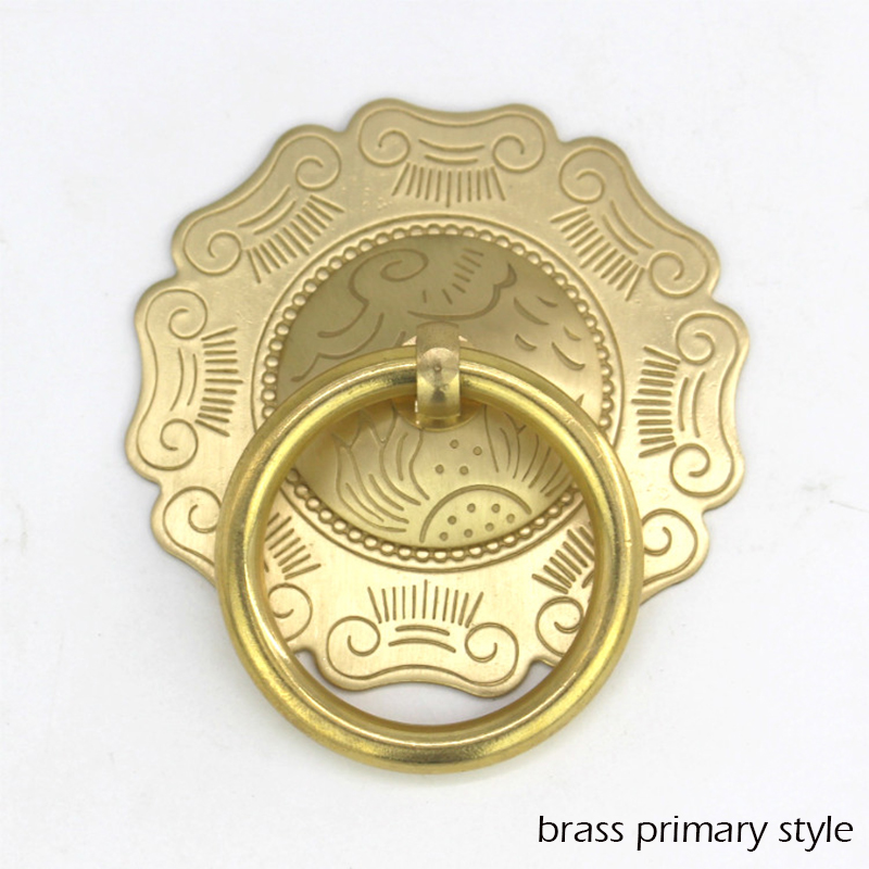 carving Chinese antique drawer circle knob furniture door handle hardware Classical wardrobe cabinet shoe closet cone vintage pull ring