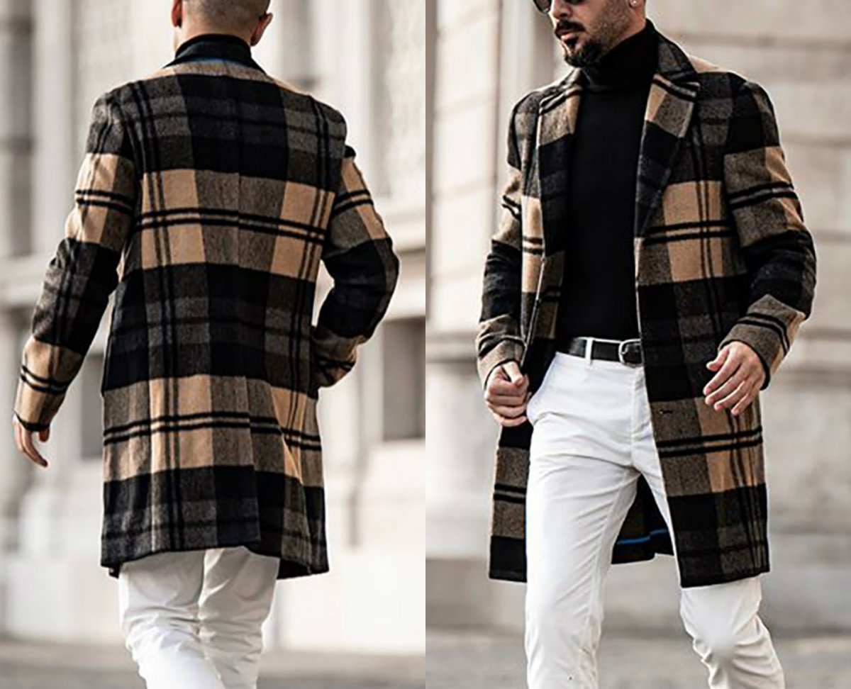 Fashionable Men Suits Wool Blend Groom Tuexdos Peaked Lapel Newest British Style Leisure Long Coat Free Shipping