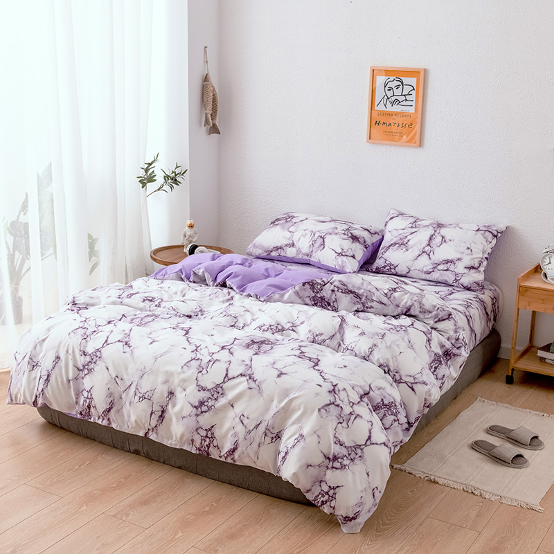 Purple Marble Pattern Bedding Sets Duvet Cover Set 2/3pcs Bed Set Twin Double Queen Quilt Cover Bed linen (No Sheet No Filling)