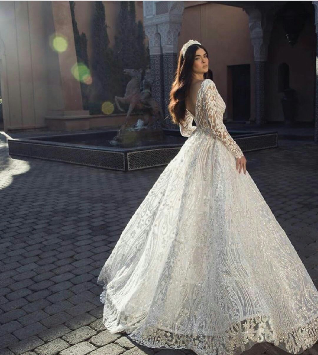 Saab Country Elie Wedding Dresses Long Sleeve V Neck Lace Appliqued Beads Beach Bridal Gowns Robe De Mariee