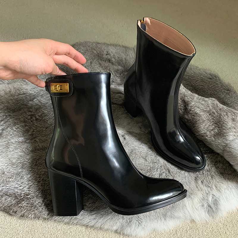 high heels shoes women's boots genuine leather new winter metal fasteners zipper pretty mid-calf boots femme, Black
high heels shoes women's boots genuine leather new winter metal fasteners zipper pretty mid-calf boots femme, Black