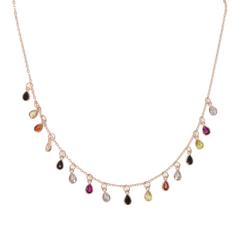 Hot sale beautiful drop colorful cz mulity charm paved rose gold color choker necklace for girl women party wedding nice jewelry 
Hot sale beautiful drop colorful cz mulity charm paved rose gold color choker necklace for girl women party wedding nice jewelry