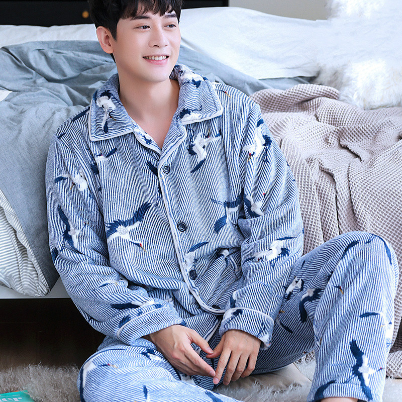 H5900 Men Pajamas Set Plus Size Thick Flannel Sleepwear Coral Velvet Autumn Winter Home Wear Male Comfortable Casual Nightgown, Stylee
H5900 Men Pajamas Set Plus Size Thick Flannel Sleepwear Coral Velvet Autumn Winter Home Wear Male Comfortable Casual Nightgown, Stylee