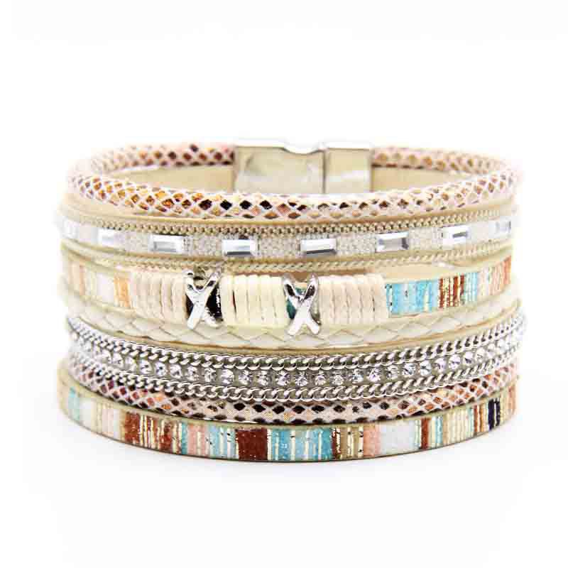 Multi Layer Colorful Leather Rope Magnet Clasp Bracelet Women's Rhinestone Crystal Metal Charm Bracelet Fashion Jewelry
Multi Layer Colorful Leather Rope Magnet Clasp Bracelet Women's Rhinestone Crystal Metal Charm Bracelet Fashion Jewelry