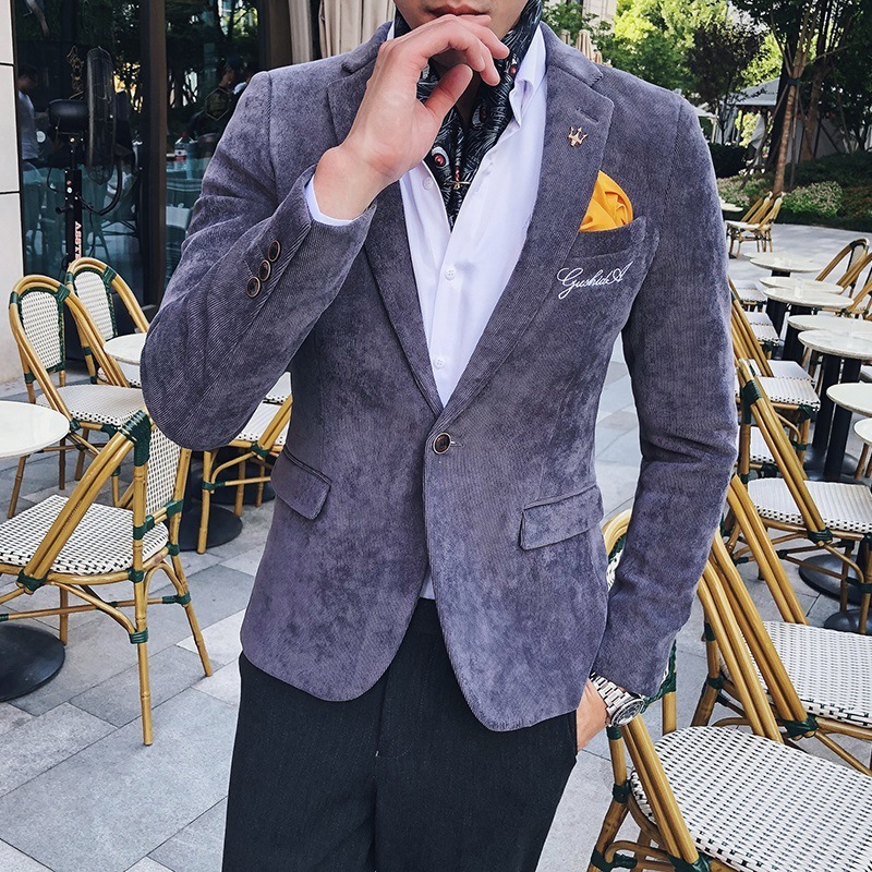 Gold Embroidery Velvet Men Blazer Fashion Casual Slim Fit Mens Blazer Jacket Wedding Dress Male Suit Coat Veste Costume Homme