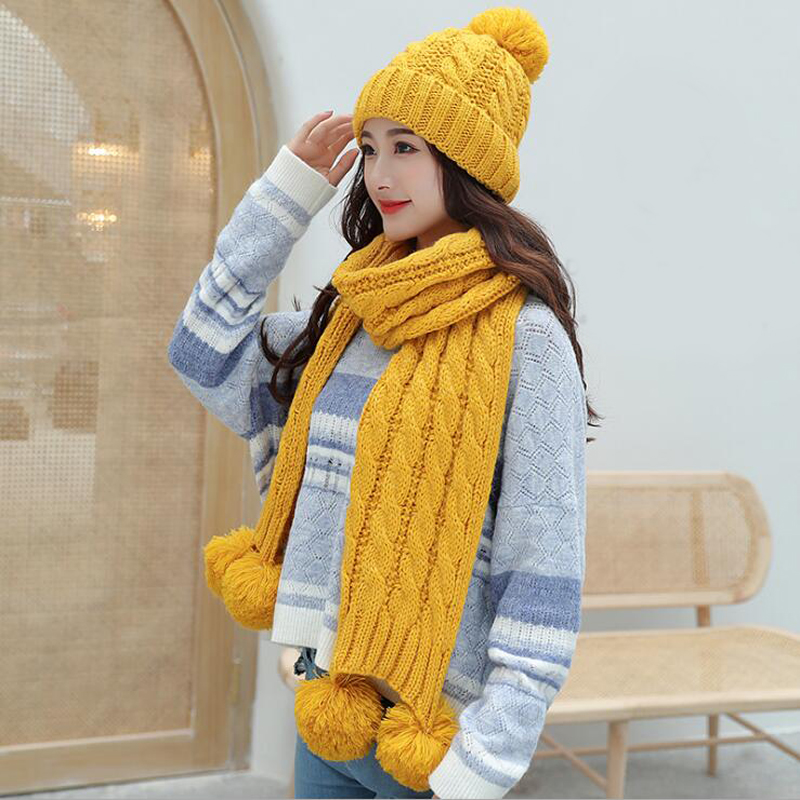 2 Pcs Knitted Hat And Scarf Women's Girl Winter Hat Scarf Suit Edition Of Pure Color Wool Ball Fashion Knit Cap, Yellow
2 Pcs Knitted Hat And Scarf Women's Girl Winter Hat Scarf Suit Edition Of Pure Color Wool Ball Fashion Knit Cap, Yellow