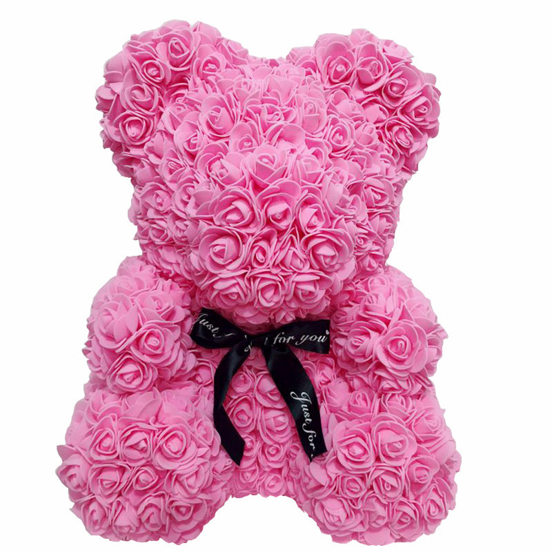 HOT Valentine's Day gift 25cm teddy bear rose flower artificial decoration gift for girlfriends and mothers Valentine's Day