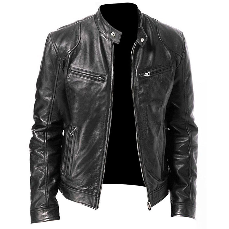Men Real Leather Jacket Men Slim Fit Warm Coat Motorcycle Lambskin Standing Collar Genuine Leather Coat