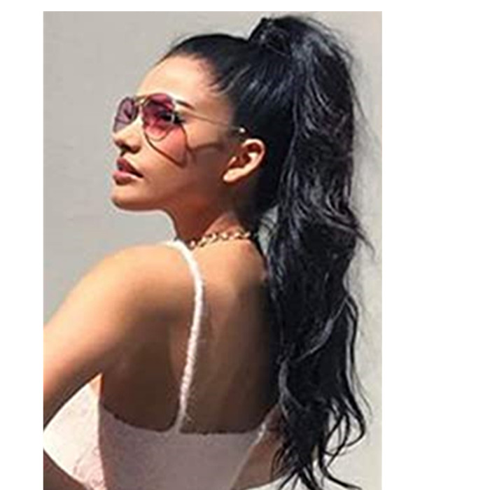 Body wave 100% human hair ponytail drawstring ponytail for black women wet and wavy pony tail women hair extension clip in
