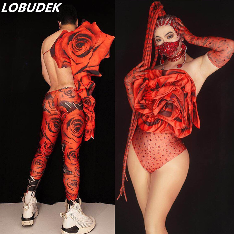 Valentine's Day Party Show Men Women Group Dance Costume Red Rose Flower Crystals Bodysuit Nightclub Bar DJ Dancer Stage Wear Sexy Costume, Men style
Valentine's Day Party Show Men Women Group Dance Costume Red Rose Flower Crystals Bodysuit Nightclub Bar DJ Dancer Stage Wear Sexy Costume, Men style