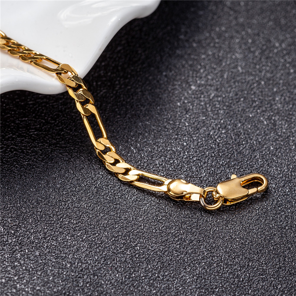 Gold Color Figaro Chain Anklet for Women Fashion Ankle Bracelet with Extension T200901