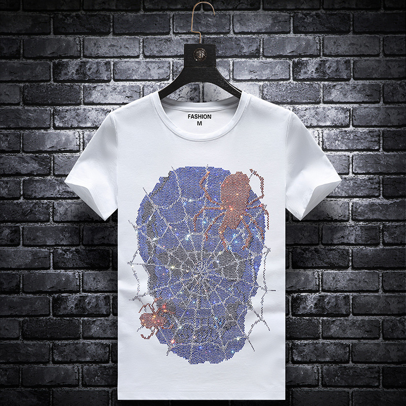 2021new summer hot diamond short-sleeved T-shirt men's trendy men's youth T-shirt Slim half sleeve base shirt trendy brand, White
2021new summer hot diamond short-sleeved T-shirt men's trendy men's youth T-shirt Slim half sleeve base shirt trendy brand, White