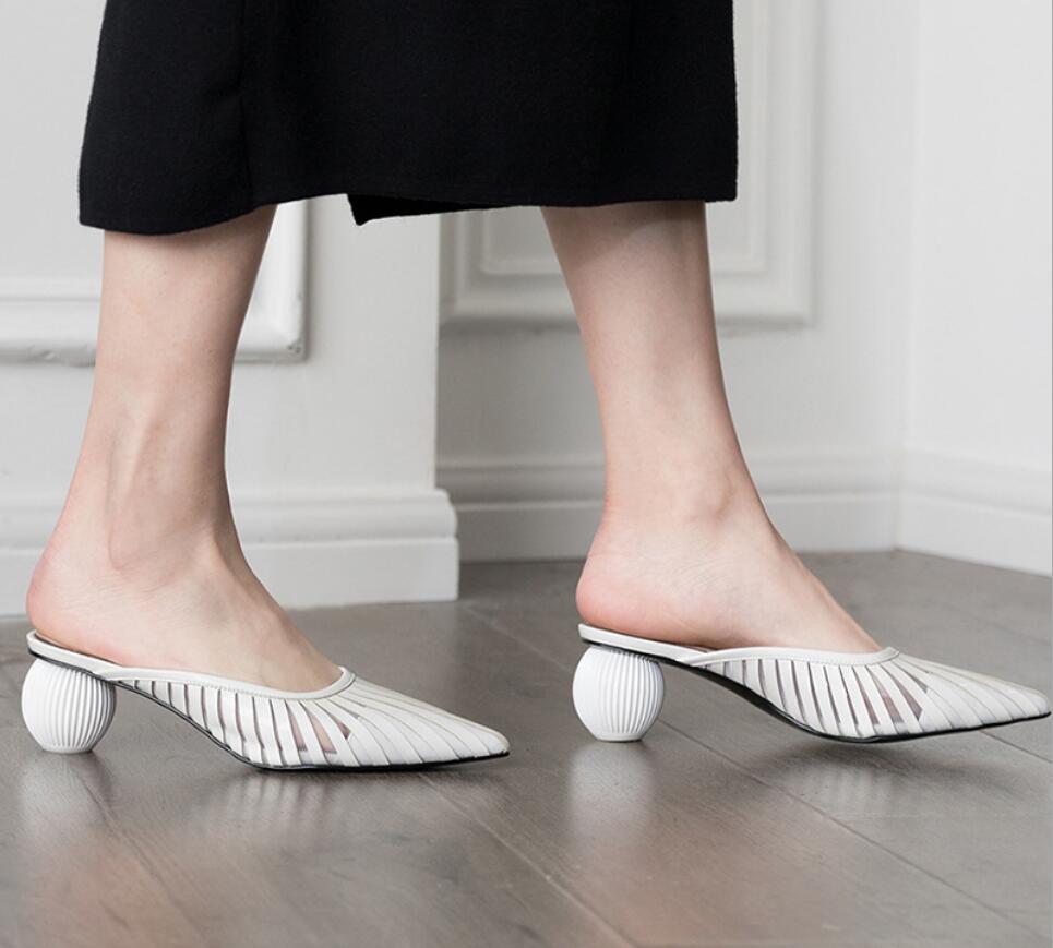 Woman Alia Leather Mules Cult Woman Pumps Pointed Toe Calf Block Heel Gaia Sandals New Fashion Pvc Clear Shoes
