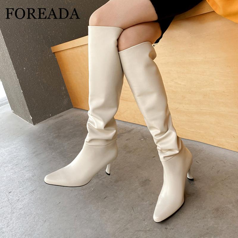 FOREADA Real Leather Knee High Boots High Heel Women Boots Thin Heel Long Pointed Toe Female Shoes Autumn Winter Beige 43, Black velvet lining
FOREADA Real Leather Knee High Boots High Heel Women Boots Thin Heel Long Pointed Toe Female Shoes Autumn Winter Beige 43, Black velvet lining