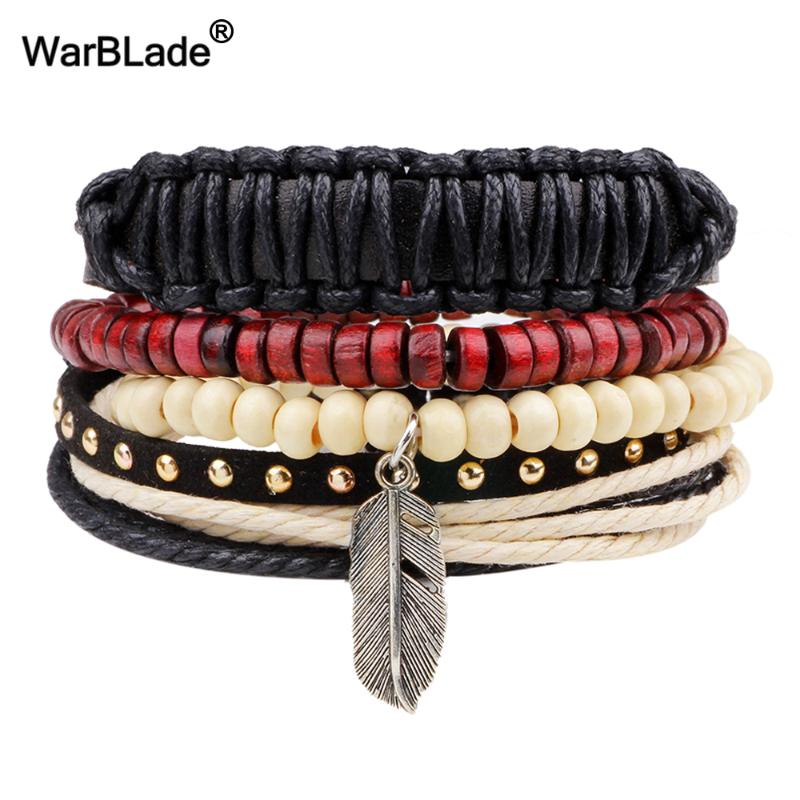 WarBLade Fashion 4pcs/Set Punk Genuine Wrap Leather Bracelets Men Charm Wood Beads Bracelets Cuff Wristband For Women Jewelry
WarBLade Fashion 4pcs/Set Punk Genuine Wrap Leather Bracelets Men Charm Wood Beads Bracelets Cuff Wristband For Women Jewelry