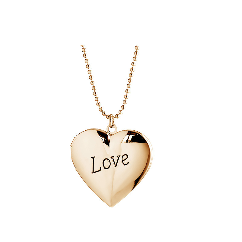 Stainless Steel Silvery/Gold Color Hollow Round-Shaped Pendant Necklace Women Heart Jewelry Accessories Cute Photo Box