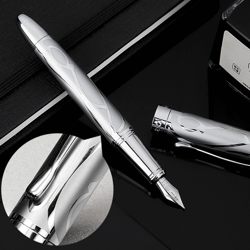 1Pc Hongdian 5010 Silver Metal Fountain Pen EF/F Iridium Nib Exquisite relief pattern Exquisite gift ink pen for business office, Red
1Pc Hongdian 5010 Silver Metal Fountain Pen EF/F Iridium Nib Exquisite relief pattern Exquisite gift ink pen for business office, Red