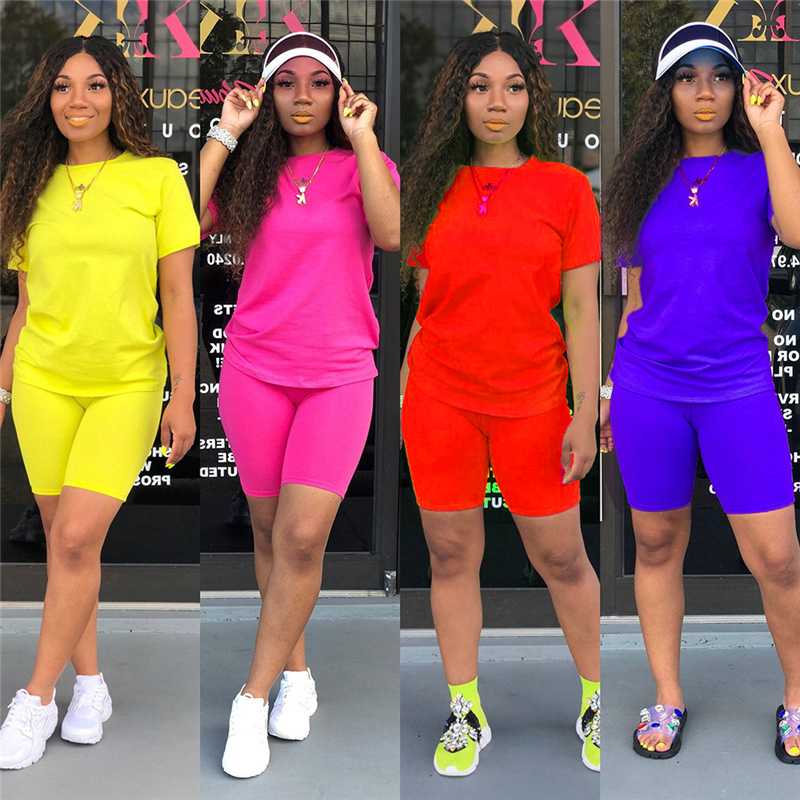 Two-Piece Solid Color Women' Clothing Short-Sleeved Crew Neck T-Shirt And Tight-Fitting Shorts Casual Style Tracksuit Outfit, Red
Two-Piece Solid Color Women' Clothing Short-Sleeved Crew Neck T-Shirt And Tight-Fitting Shorts Casual Style Tracksuit Outfit, Red