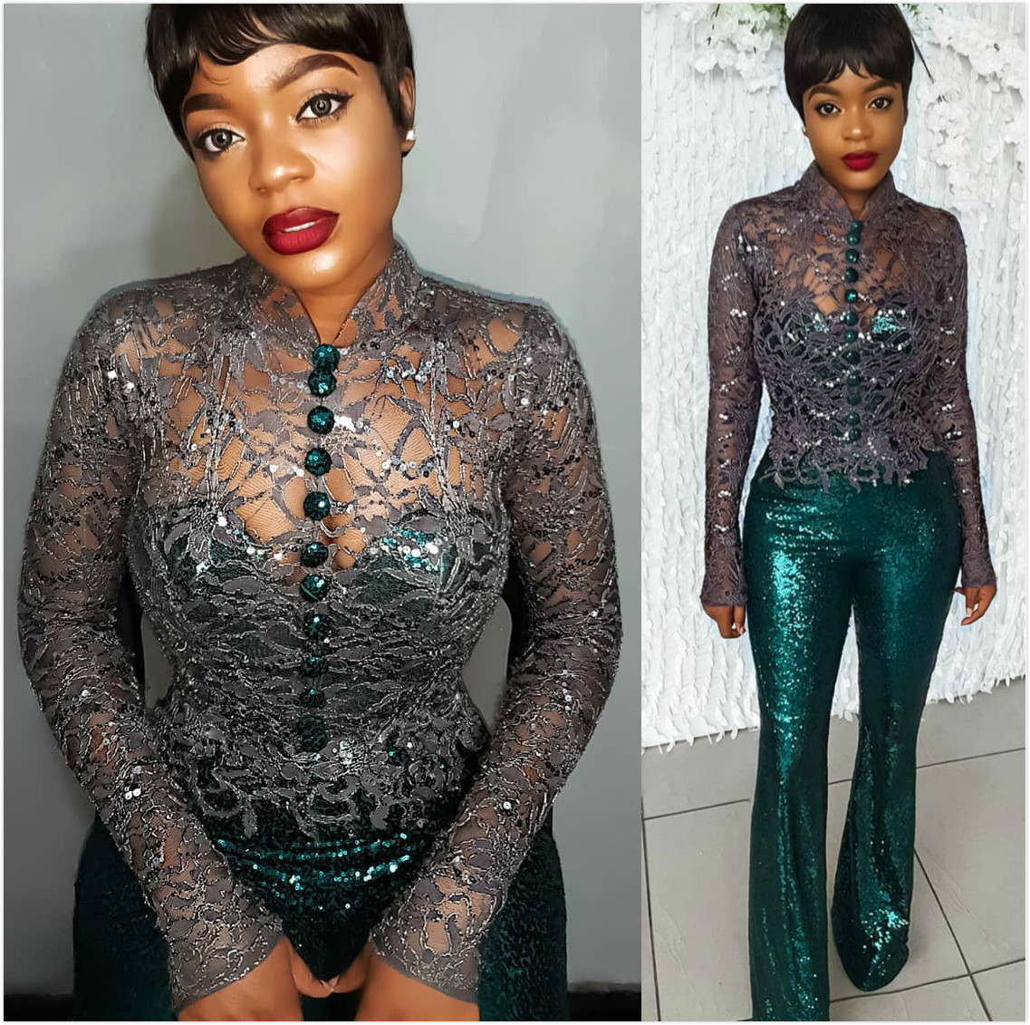 arabic aso ebi sparkly sexy lace evening dresses long sleeves jumpsuits prom dresses sequined formal party second reception gowns