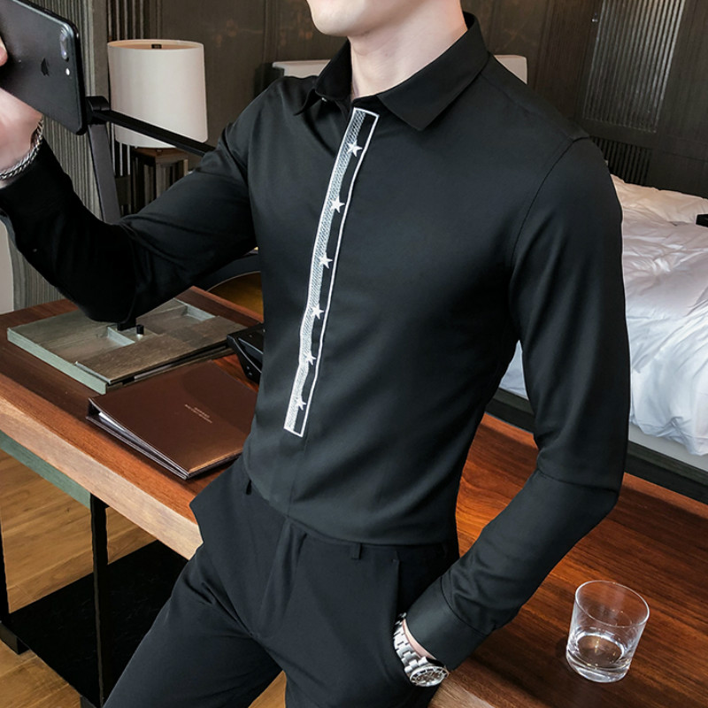 High Quality Men Shirts Long Sleeve Turn-down Collar Tops Casual Slim Fit Dress Shirt Blouse Streetwear Social Camisa Masculina, Black
High Quality Men Shirts Long Sleeve Turn-down Collar Tops Casual Slim Fit Dress Shirt Blouse Streetwear Social Camisa Masculina, Black