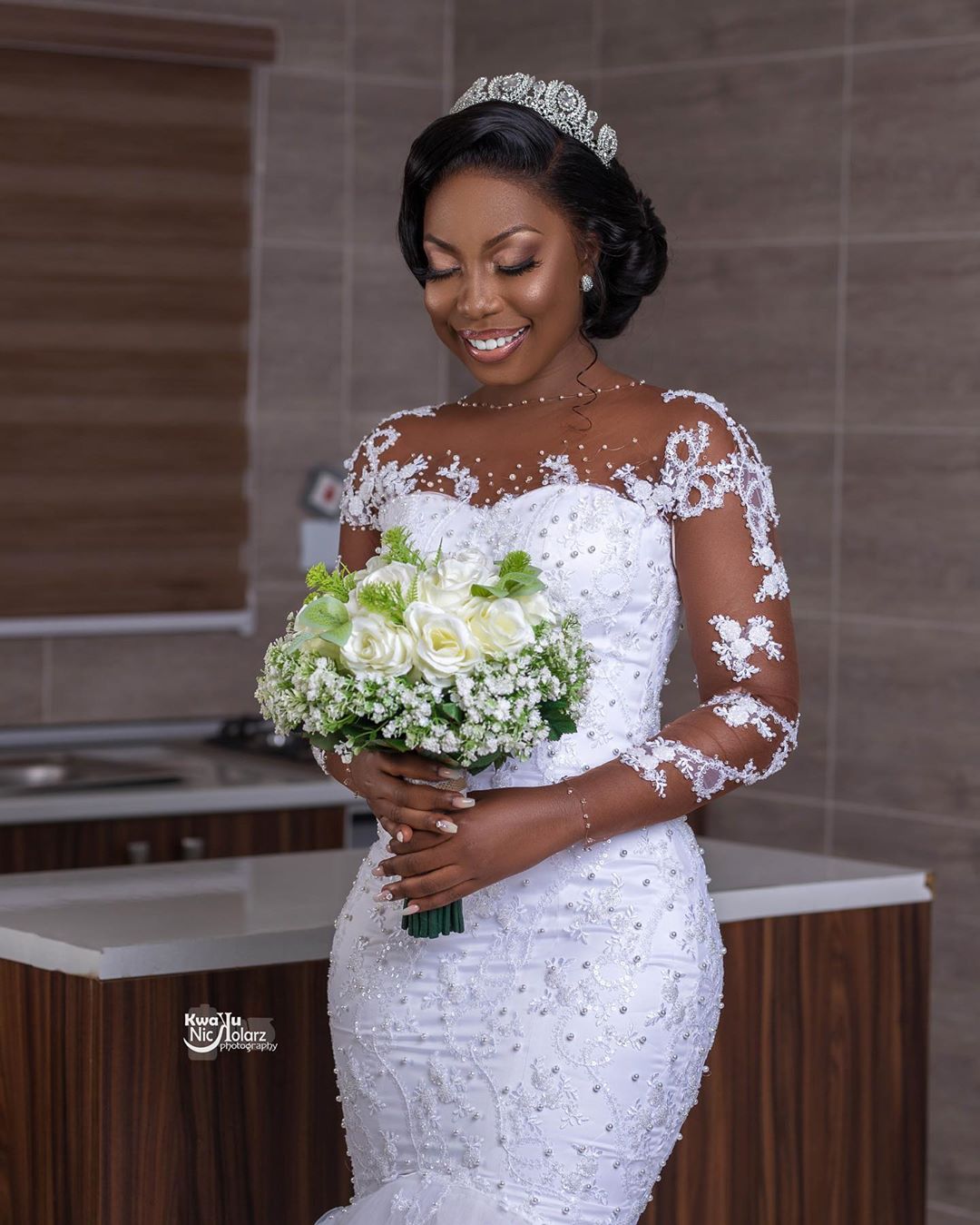 plus size arabic aso ebi beaded lace mermaid wedding dresses sheer neck bridal dresses long sleeves wedding gowns zj924