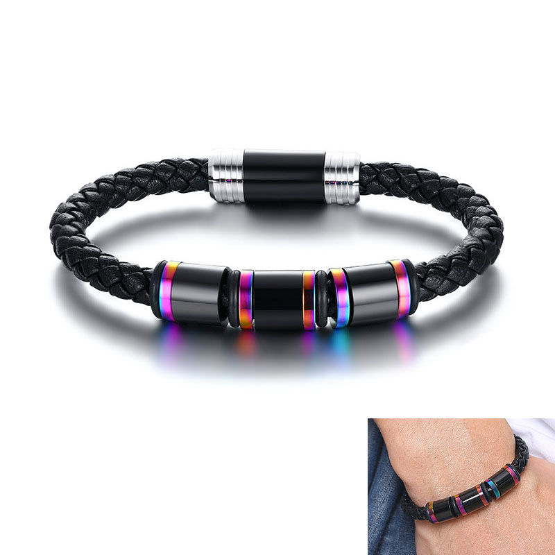 European and American style men's Braided leather bracelet for Men black stainless steel bracelet Gifts Jewelry Accessories
European and American style men's Braided leather bracelet for Men black stainless steel bracelet Gifts Jewelry Accessories
