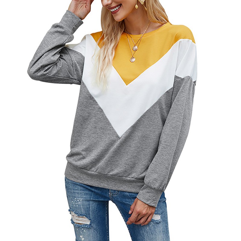 Autumn Winter Women Casual Pullover European And American Three-color Stitching Long-sleeved Loose Sweatshirt, Yh
Autumn Winter Women Casual Pullover European And American Three-color Stitching Long-sleeved Loose Sweatshirt, Yh