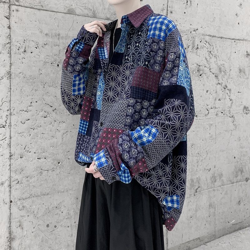 2020 Autumn Men's Square Neck Patchwork Jacquard Casual Loose Regular Long Sleeve Shirt Young Fashion Size -XXL, Blue
2020 Autumn Men's Square Neck Patchwork Jacquard Casual Loose Regular Long Sleeve Shirt Young Fashion Size -XXL, Blue