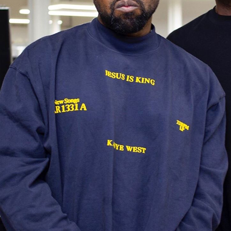 CPFM Kanye West Long Sleeve T-shirts Jesus Is King Sunday Service Long Sleeve Tee Casual Oversized Tshirts Men Women Hip Hop Streetwear, Navy