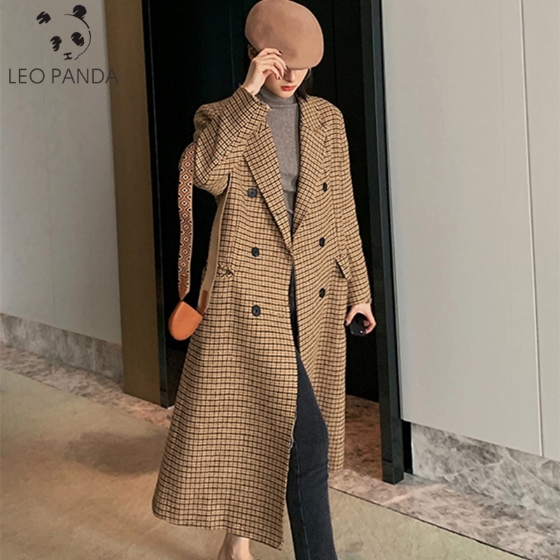 2020 Women Coat Outerwear Winter Clothing Fashion Warm Woolen Blends Female elegant Double Breasted Woolen Grid Long Coat, Gray
2020 Women Coat Outerwear Winter Clothing Fashion Warm Woolen Blends Female elegant Double Breasted Woolen Grid Long Coat, Gray