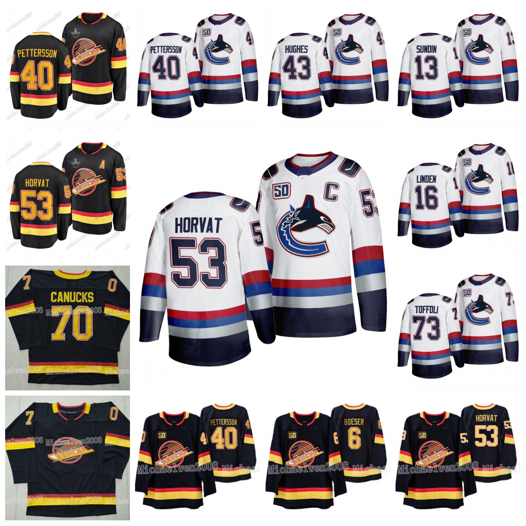 Elias Pettersson 50th Vancouver Canucks 2020 Stanley Cup Playoffs Bo Horvat Quinn Hughes Bo Horvat Brock Boeser Edler Roussel Bure Jerseys, Women(size:s to 2xl) white
Elias Pettersson 50th Vancouver Canucks 2020 Stanley Cup Playoffs Bo Horvat Quinn Hughes Bo Horvat Brock Boeser Edler Roussel Bure Jerseys, Women(size:s to 2xl) white