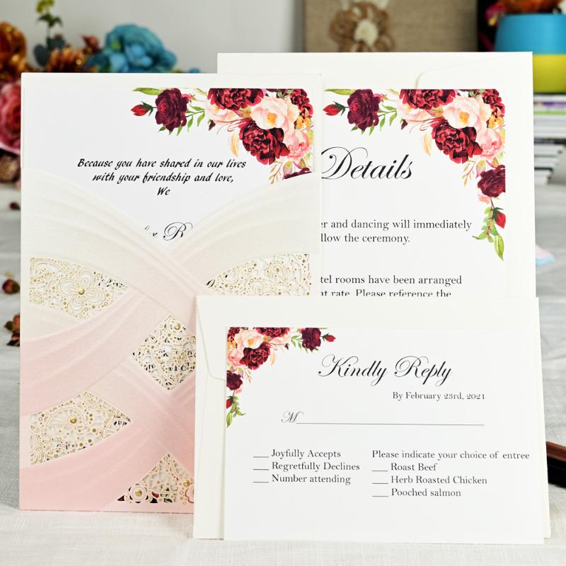 50PCS Laser Cut Wedding Invitations with Pearlescent Insert Card and RSVP Card for Birthday Paery Engagement,Customizable
50PCS Laser Cut Wedding Invitations with Pearlescent Insert Card and RSVP Card for Birthday Paery Engagement,Customizable