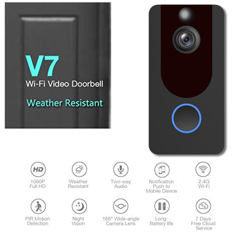 V7 HD 1080P Smart WiFi Video Doorbell Camera Visual Intercom Night View IP Door Bell Wireless Security Camera