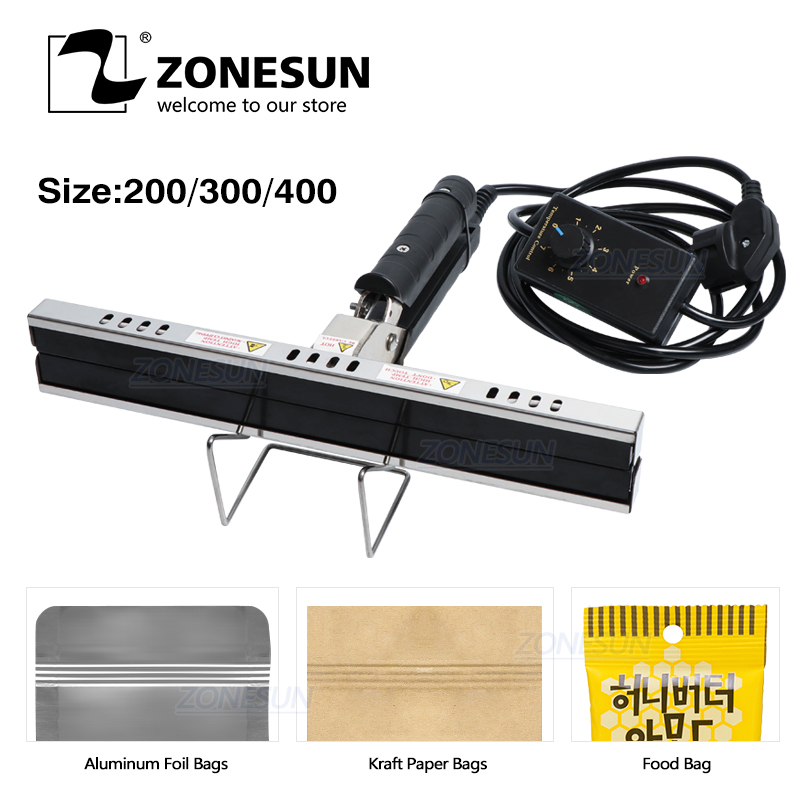 ZONESUN Direct-heat Pliers Sealing Machine For Aluminum Film Kraft Paper Bag Portable Impulse Sealer 200/300/400mm
ZONESUN Direct-heat Pliers Sealing Machine For Aluminum Film Kraft Paper Bag Portable Impulse Sealer 200/300/400mm