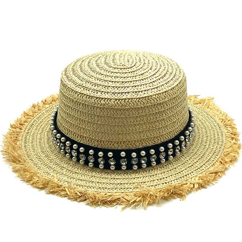 2020 summer Flat sun hats for women chapeau feminino straw hat panama style cappelli Side with pearl Beach bucket cap girl topee, Beige2
2020 summer Flat sun hats for women chapeau feminino straw hat panama style cappelli Side with pearl Beach bucket cap girl topee, Beige2