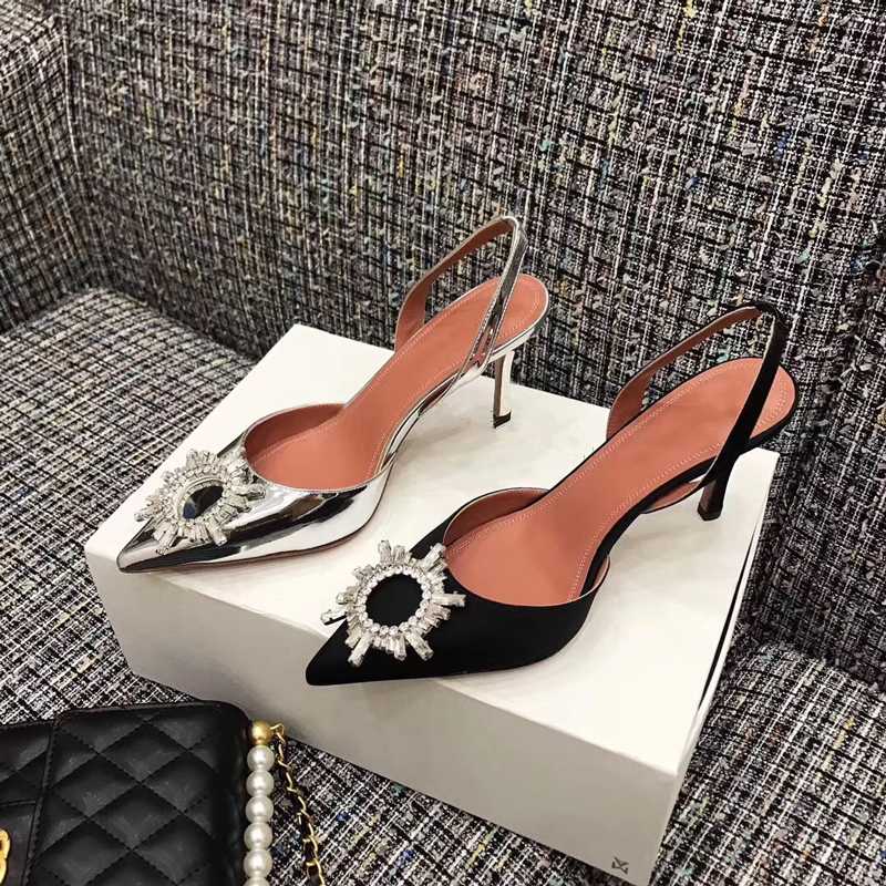 Crystal Design Women Sandals Sexy Pointed Toe Summer Shoes Woman Pumps Sandalias Mujer Slip On High Heels Chaussures Femme, Silver 7cm
Crystal Design Women Sandals Sexy Pointed Toe Summer Shoes Woman Pumps Sandalias Mujer Slip On High Heels Chaussures Femme, Silver 7cm