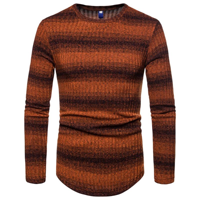 Sunfree Mens Gradient stripe Winter Pullover Knitted Top Striped Sweater Outwear Blouse Sweater Men maglioni uomo 3L451