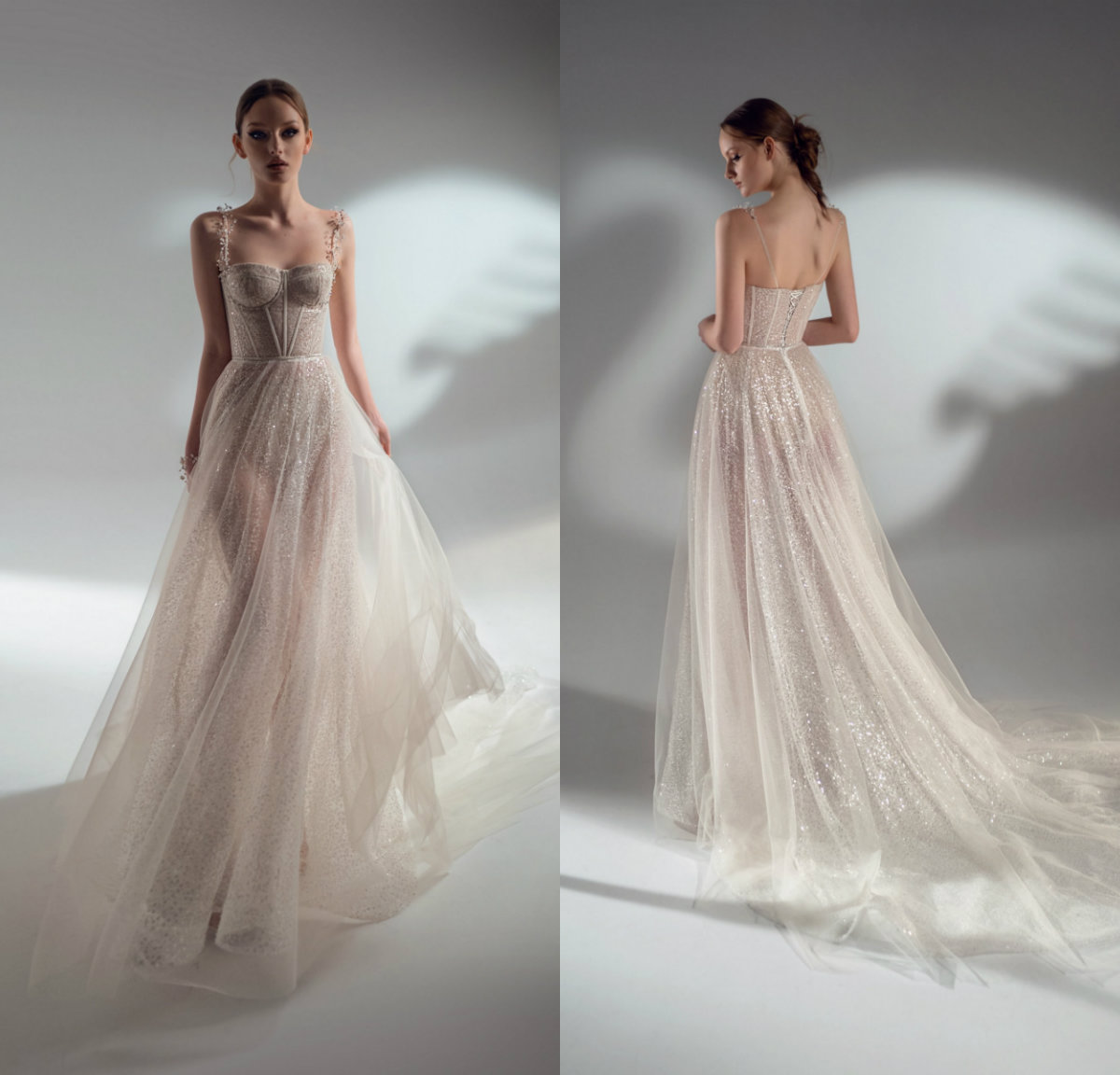 sparkly illusion a line wedding dresses sexy spaghetti sequins backless sweep train plus size bling bling wedding robe de marie