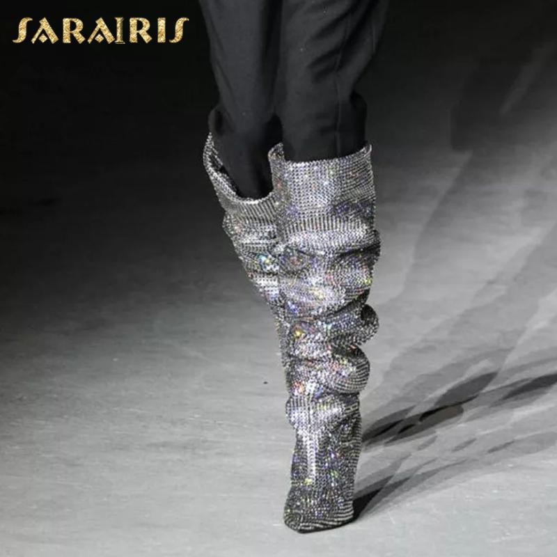 Sarairis Fashion New 2020 Top Quality Knee High Boots Women Shoes Pointed Toe Spike High Heels Crystal Shiny Boots Ladies, Silver
Sarairis Fashion New 2020 Top Quality Knee High Boots Women Shoes Pointed Toe Spike High Heels Crystal Shiny Boots Ladies, Silver