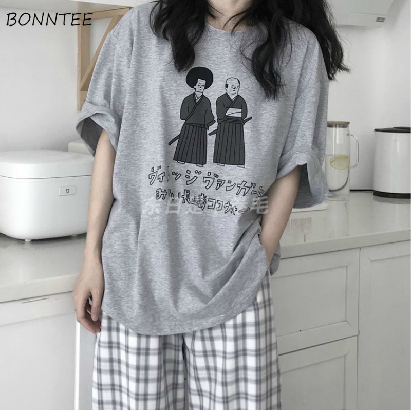 T-shirts Women Summer Tees Japan Style Retro Printed Cotton Loose Short Sleeve Gray Bf Oversize Casual Womens Students All-match
T-shirts Women Summer Tees Japan Style Retro Printed Cotton Loose Short Sleeve Gray Bf Oversize Casual Womens Students All-match