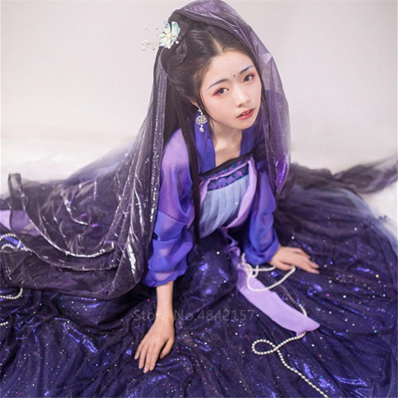 Chinese Style Clothing Female New Year Folk Dance Festival Outfit Hanfu Women Stage Performance Ancient Costumes Fairy dress, Purple
Chinese Style Clothing Female New Year Folk Dance Festival Outfit Hanfu Women Stage Performance Ancient Costumes Fairy dress, Purple