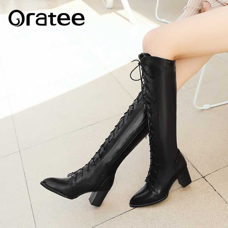 New Fashion Rivet Women Lace Up Boots Chunky high heels ladies Knee High Boots Side Zipper Up Winter Shoes Plus Size 33-43, White
New Fashion Rivet Women Lace Up Boots Chunky high heels ladies Knee High Boots Side Zipper Up Winter Shoes Plus Size 33-43, White